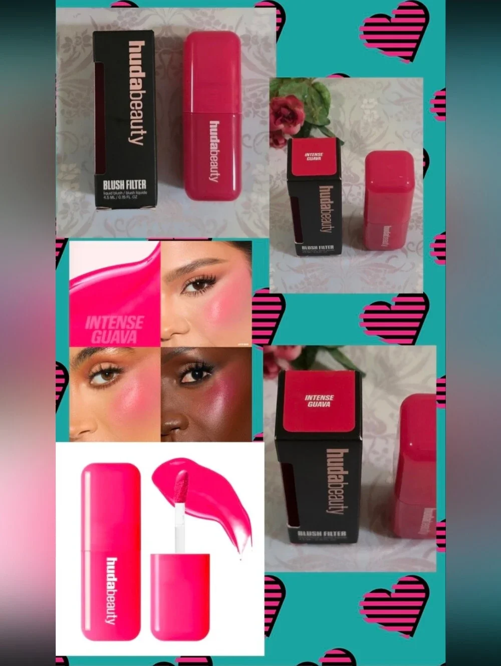 hudabeauty Intense Guava Liquid Blush - Vibrant Pink Cheek Tint
